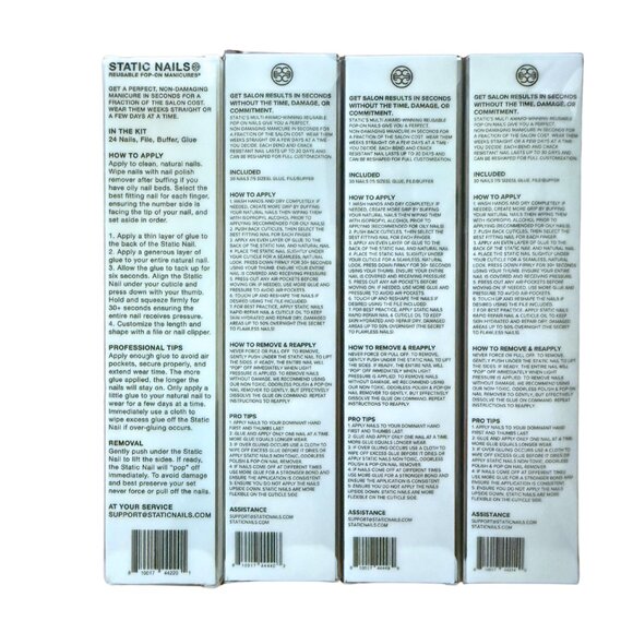 Static Nails Short Round Square Press On Reusable Manicure Fake Nails Set 4 pack - Picture 2 of 2